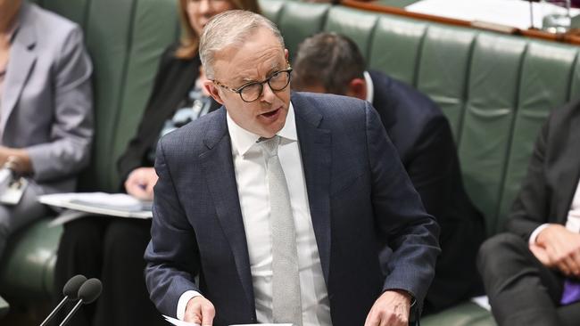 Anthony Albanese in question time on Wednesday. Picture: NewsWire / Martin Ollman