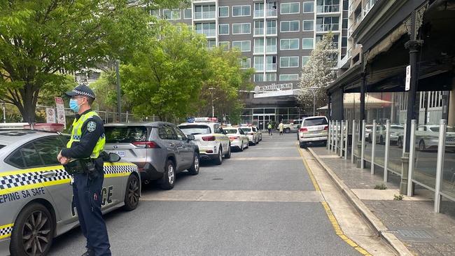 Police at the Pullman Hotel. Picture: Dixie Sulda