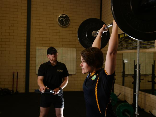 Kate Vaughan with her trainer James ZG Buckley at Fitness factory in Annandale. Picture: Craig Wilson