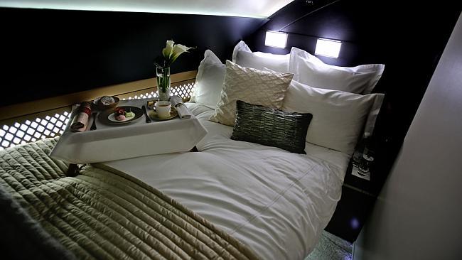 The luxurious double bed. Picture: AP / Kamran Jebreili.