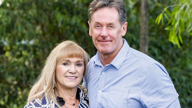 Logan City Council Mayoral candidate Darren Power with wife Lynne pose for a photograph, Saturday, March 28, 2020 (AAP Image/Richard Walker)