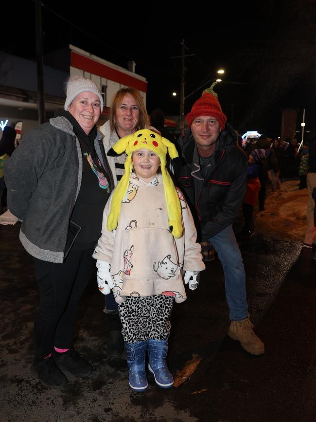 MELBOURNE, AUSTRALIA - JULY 26 2024 Sally Edwards, Jo-Ann Kelly, Maddy Edwards and Travis Edwards Attend the Gippsland SnowFest held in Warragul. Picture: Brendan Beckett