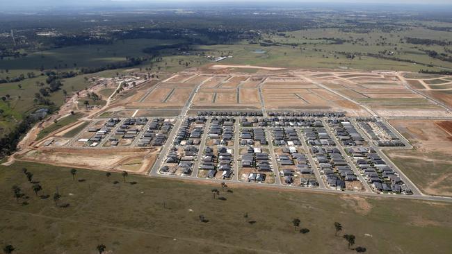 Aerial photos of the homes under construction in Marsden Park. Picture: Jonathan Ng
