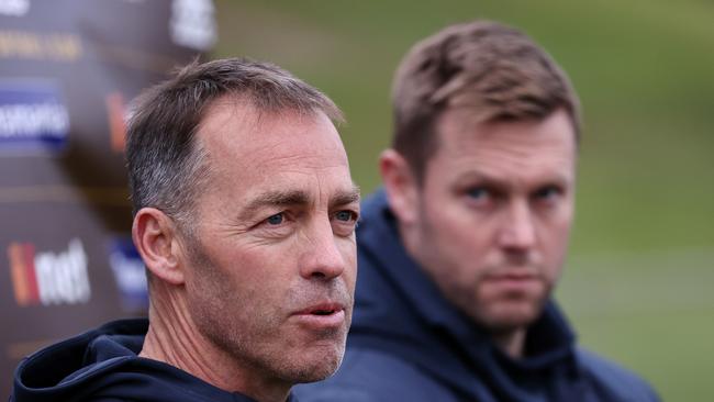 Alastair Clarkson (left) and Sam Mitchell both attended a Hawthorn reunion this week. Photo: Michael Klein