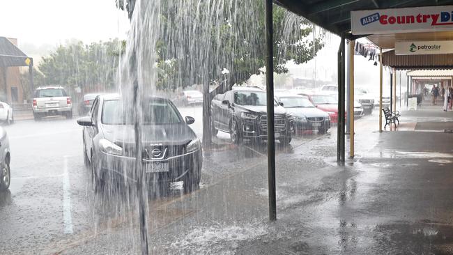 Drenched streets in Euroa in northern Victoria. Picture: Alex Coppel.