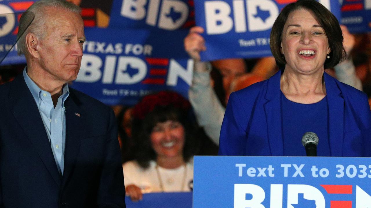 A couple of hours later, Amy Klobuchar did the same. Picture: Richard Rodriguez/AP