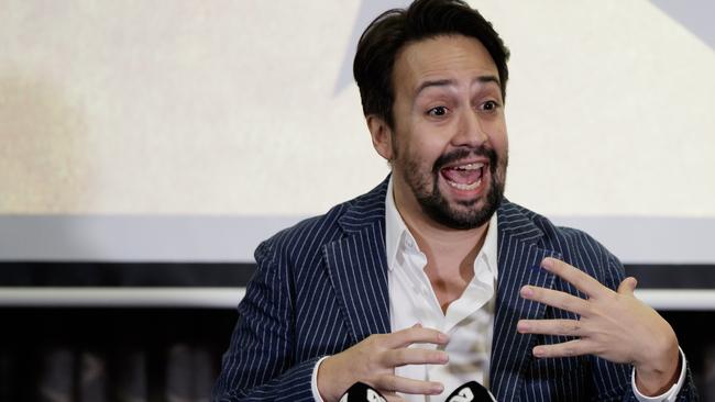 Hamilton creator Lin-Manuel Miranda talks to the press in Brisbane at South Bank. Picture Lachie Millard<br/><br/>