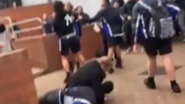 A still from shocking video footage of the wild brawl at Berwick Secondary College in 2019. Picture: Supplied