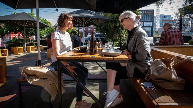 Customers enjoy seated service at Lux Foundry cafe in Brunswick. Picture: Getty