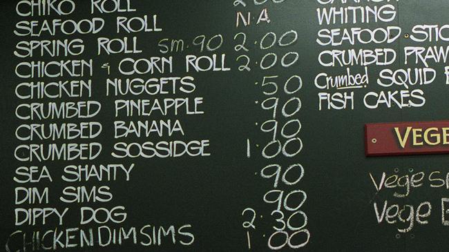 Misspelt words on blackboard menu at Stirling Chickens shop owner Jim Dimitriou uses them as a marketing ploy. Picture: File