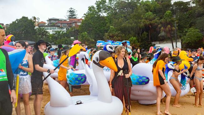 The Manly Inflatable Boat Race at Shelley Beach, Manly, NSW. Sunday 17th March 2019. (AAP IMAGE/Jordan Shields)