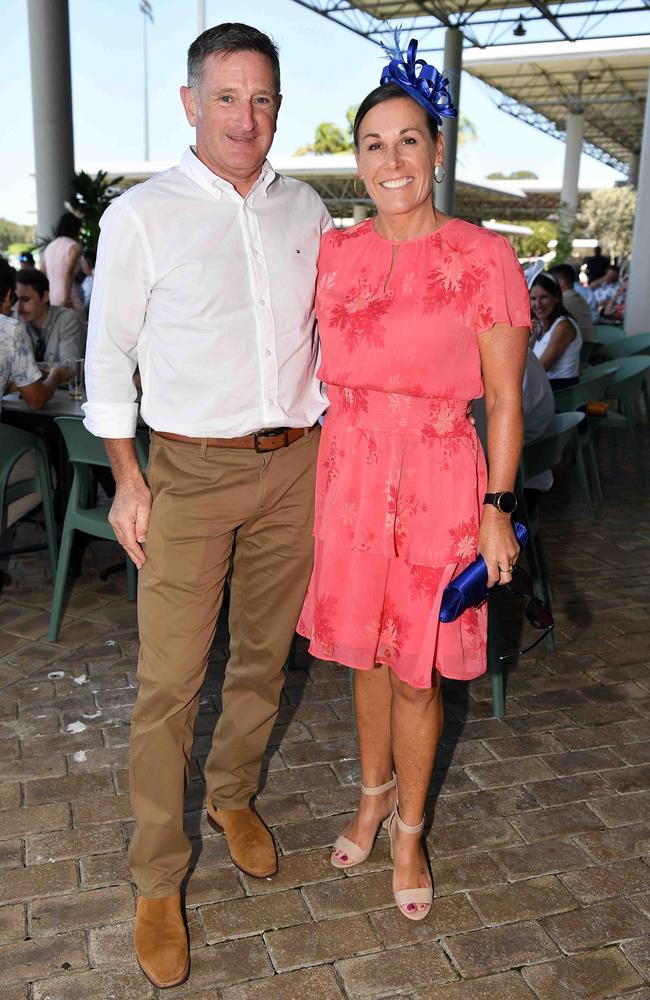 Sean Cary and Candice Whinnett out and about at Corbould Park for the Melbourne Cup Race Day in Caloundra. Picture: Patrick Woods.