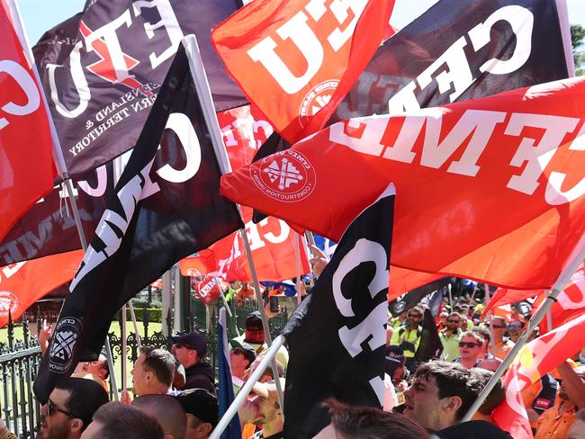 CFMEU protest at Parliament .Pic Annette Dew