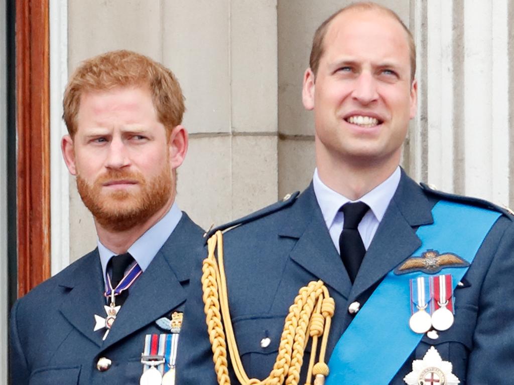 Prince Harry, Duke of Sussex and Prince William, Duke of Cambridge watch a fly-past of the Royal Air Force from the balcony of Buckingham Palace in 2018. Picture: Getty Images