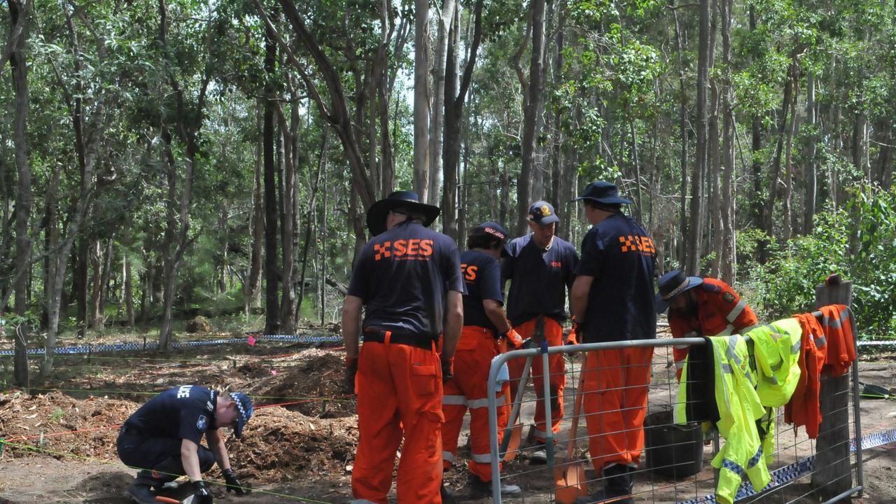 Gympie Police and SES crews conducting a search of the Goomboorian property following Mr Saunders’ death. Picture: Supplied