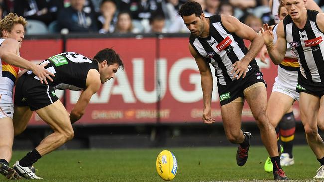 Daniel Wells hunts the ball for Collingwood. Picture: AAP Images