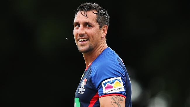 Mitchell Pearce during his first training session with his new club the Newcastle Knights.