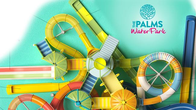 An artist’s impression for water slides at a water park at the Paradise Palms development. Picture: Supplied