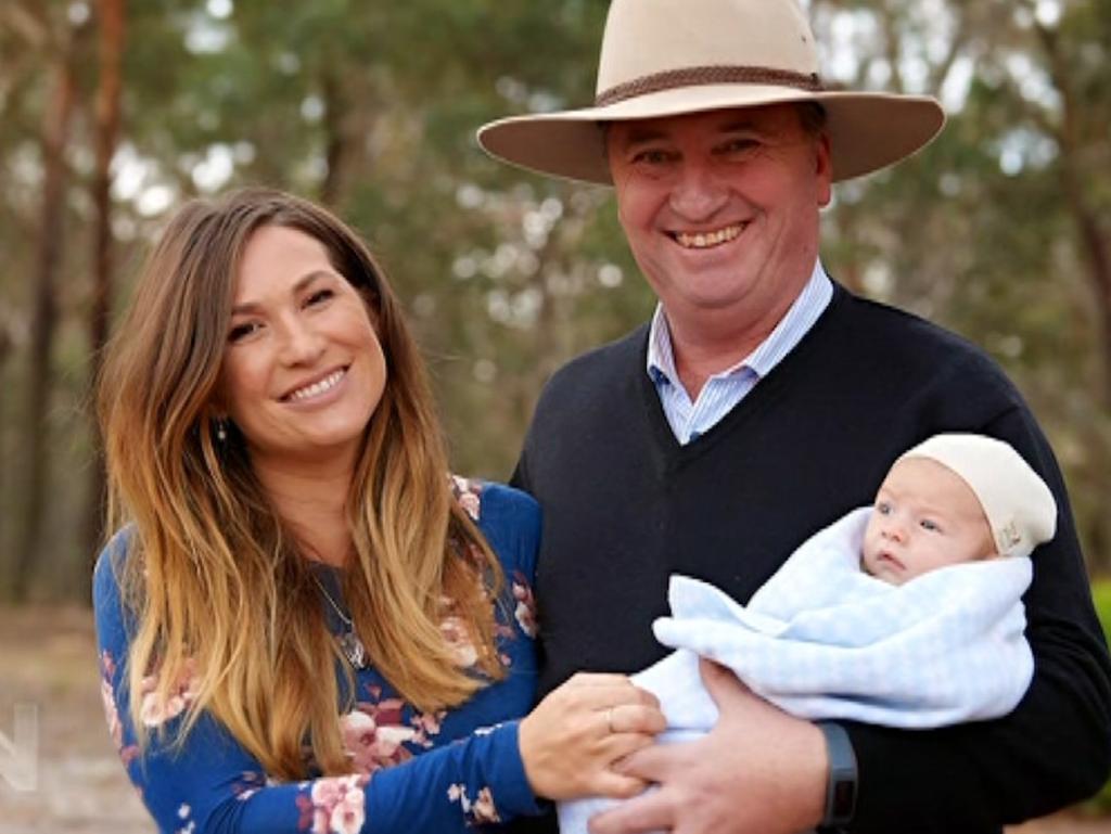 Vikki Campion, Barnaby Joyce and their son Sebastian. Picture: Channel 7