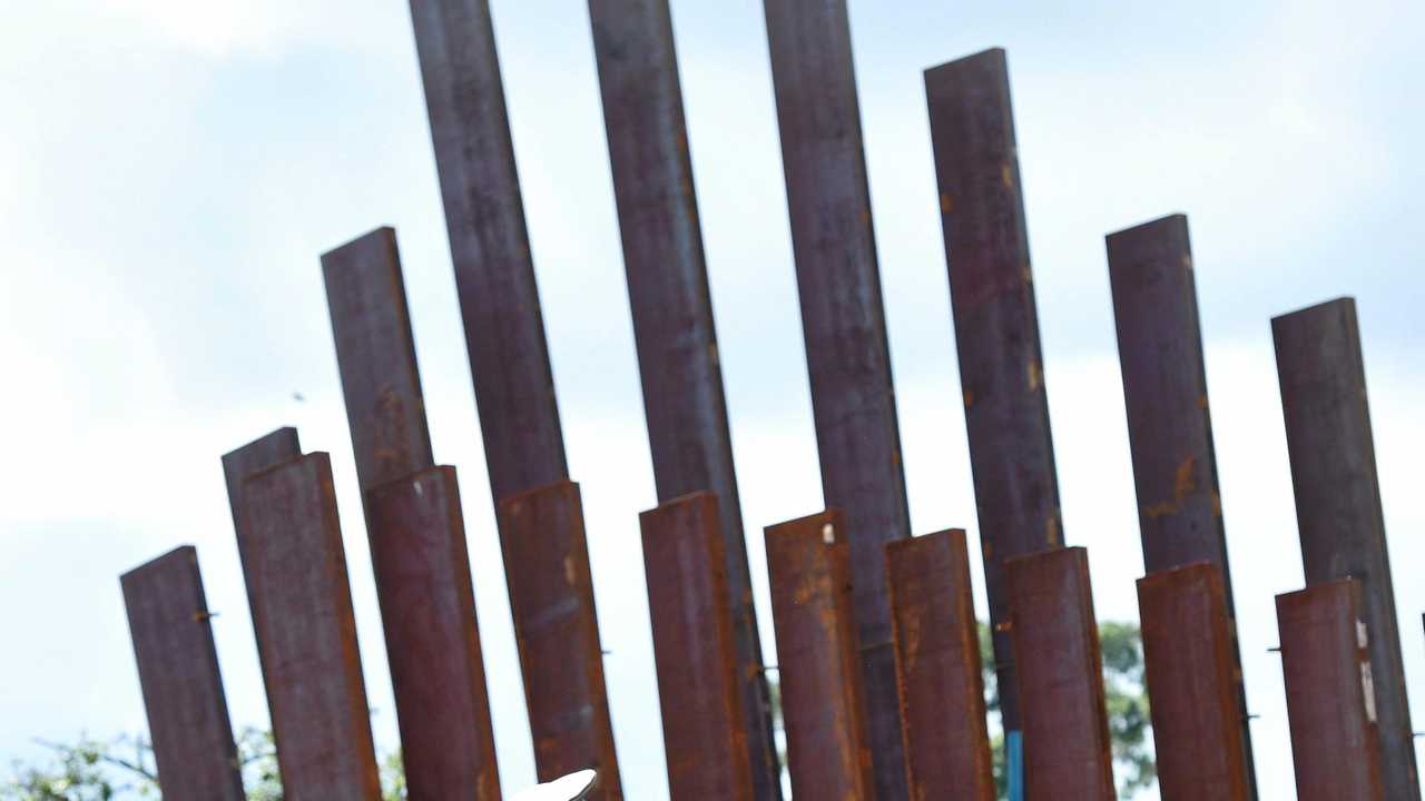 Duncan Chapman in front of the new memorial taking shape in Queens Park, Maryborough. Picture: Alistair Brightman