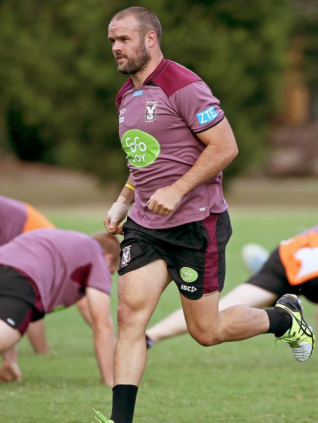 Sea Eagle Nate Myles training at Narrabeen. Picture: Troy Snook