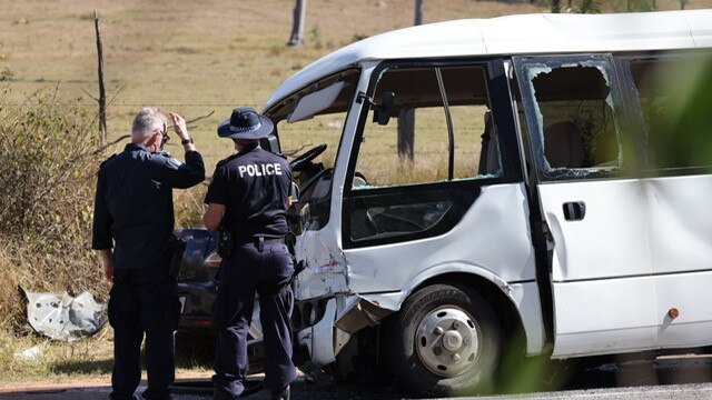 A mini van has been involved in a serious crash with a car near Tamborine. Picture: Peter Wallis