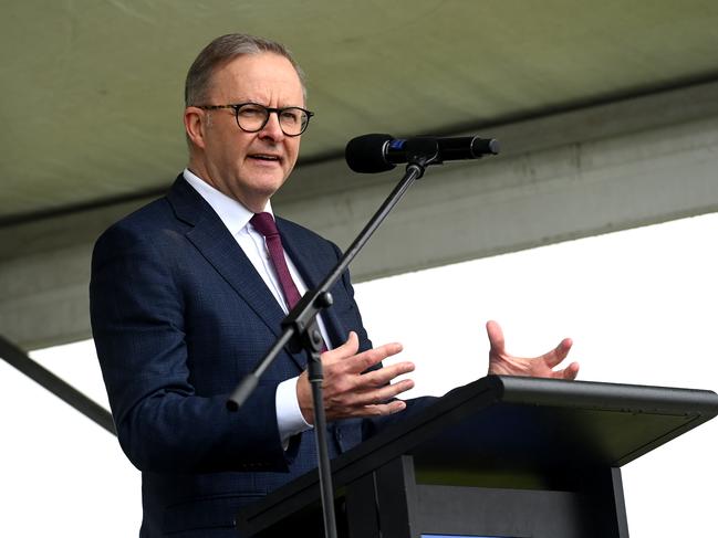 Prime Minister Anthony Albanese delivered a speech to commemorate the anniversary of the attack. Picture: David Gray/AFP