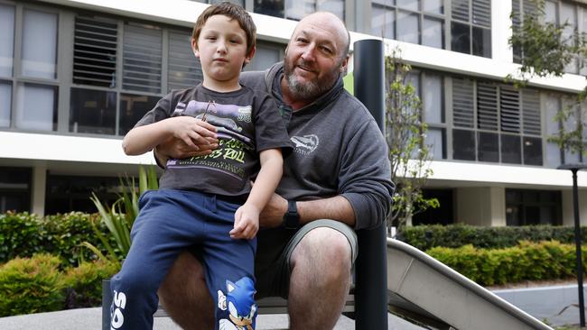 Kane Williams with his son Benjamin. Picture: Jonathan Ng