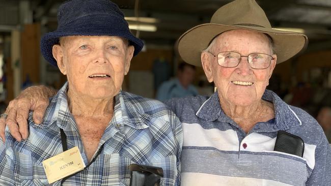 Kevin Windsor, 88, and Bill Seymour, 91, have created more than 1000 toys for Mackay foster children at the Beaconsfield Road Men's Shed. Picture: Heidi Petith