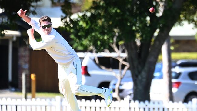 GC bowler Bailey Kenzie Toombul V Gold Coast AT Mackay Oval. Saturday September 30, 2023. Picture, John Gass