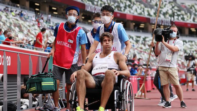 He was taken away in a wheelchair. David Ramos/Getty Images