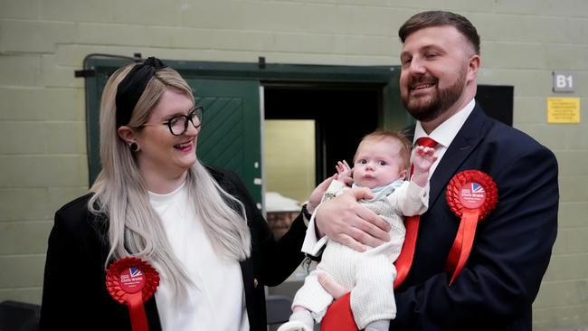 Chris Webb, the new Labour MP for Blackpool South, with his wife Portia and baby Cillian. Picture: Getty Images