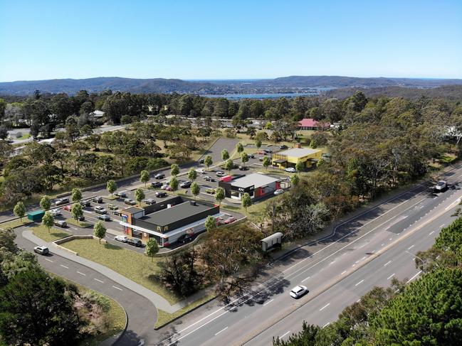A controversial fast food development featuring KFC, McDonaldâs and Guzman y Gomez has been approved for Kariong. Picture: Supplied