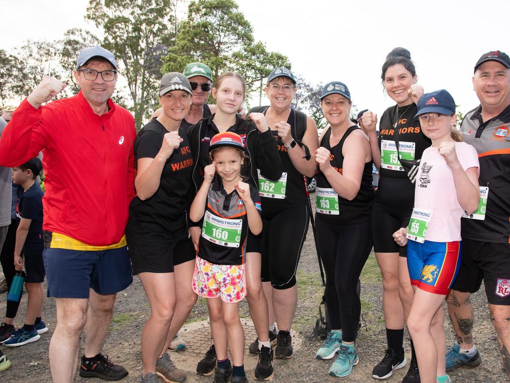 TRC Mayor, Cr Geoff McDonald (left) with the team of AFC Warriors.The Base Services, Hike for Homeless held at Jubilee Park. October 19th, 2024