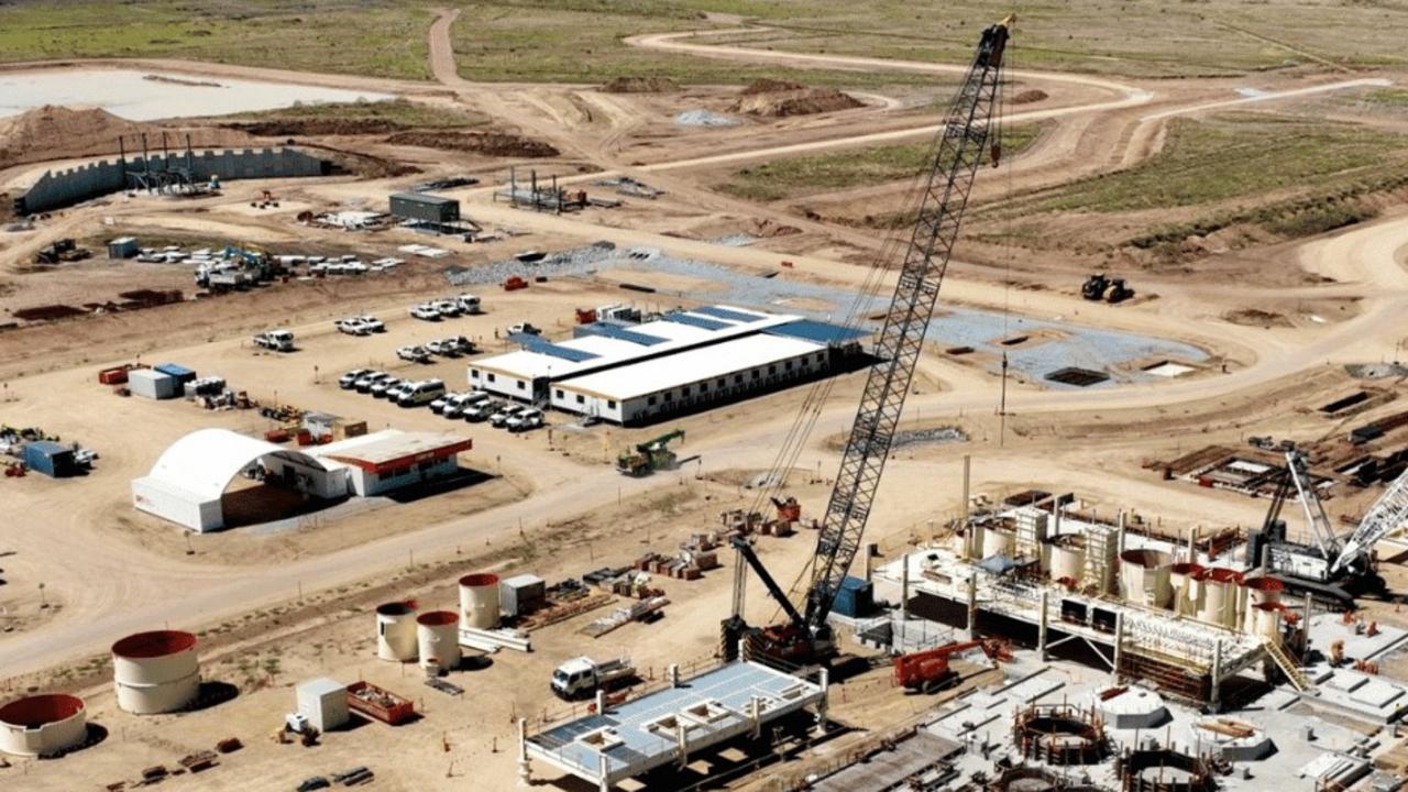 CHPP construction and ROM stockpile at the Pembroke Olive Downs mine in May 2023. Picture: Contributed.