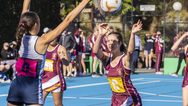 QGSSSA netball between St Peters and St Aidans at St Peters, Indooroopilly, Saturday, July 30, 2022 - Picture: Richard Walker