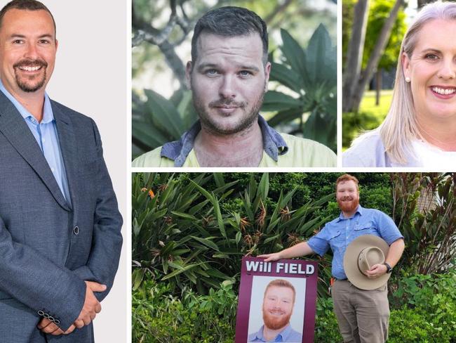 Rockhampton Regional Council division 7 candidates: David Bond, Jamie Scott, Marika Taylor and Will Field.