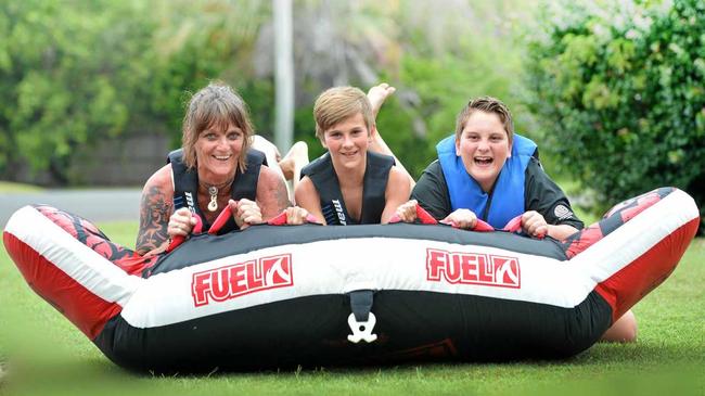 Shelley Chadwick with Kallan, 11, and Jayden Barritt, 13. Picture: Craig Warhurst