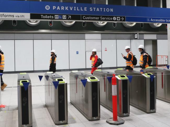 The green myki readers on top of myki gates newly installed across Metro Tunnel stations will all need to be ripped out and replaced. Picture: David Crosling