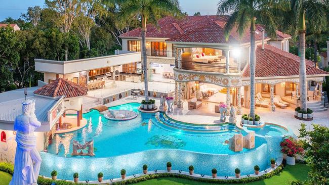 Gold Coast tobacco tycoon Travers ‘Candyman’ Beynon is selling his infamous party house, the Candy Shop Mansion. Source: realestate.com.au