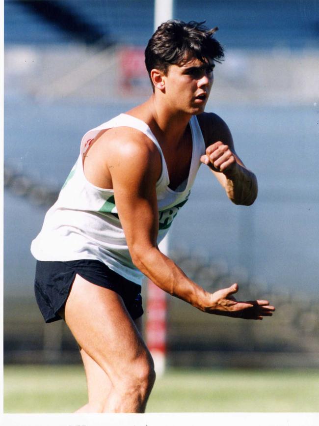 Adelaide Crows footballer Josh Mail at training in March 1994.