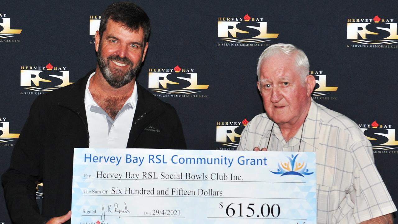 RSL Social Bowls, who received $615 at the Hervey Bay RSL Community Grants presentation on Thursday, April 30.