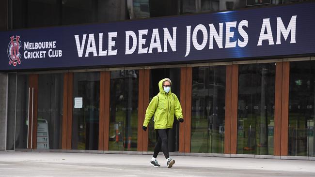 A tribute outside the members at the MCG, following Jones’ death. Picture: AFP