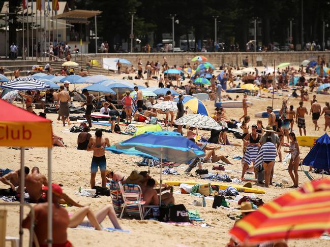 Manly Beach was not as crowded as feared. Picture: Tim Hunter