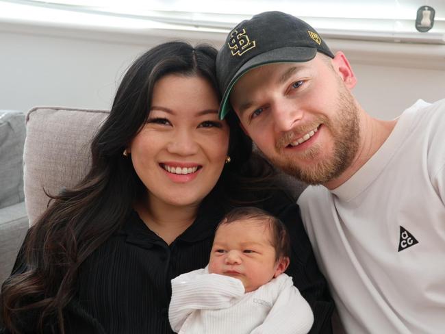 Warrandyte MP Nicole Werner, husband Fraser and new baby Bobby Werner who was born on January 15, 2025. Pic: Supplied
