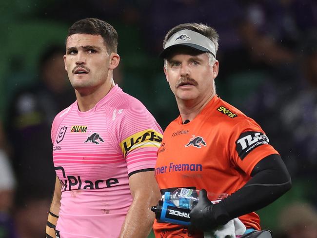 The Panthers superstar was quickly sidelined for the rest of the match. (Photo by Daniel Pockett/Getty Images)