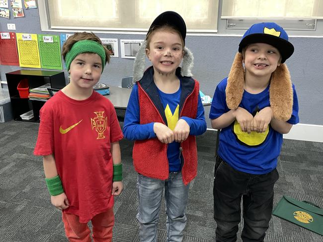 St Kilian's Primary School students Will Goddard, Atlee Meggs and Edward Reade dressed up for Book Week. Picture: Gianni Francis.