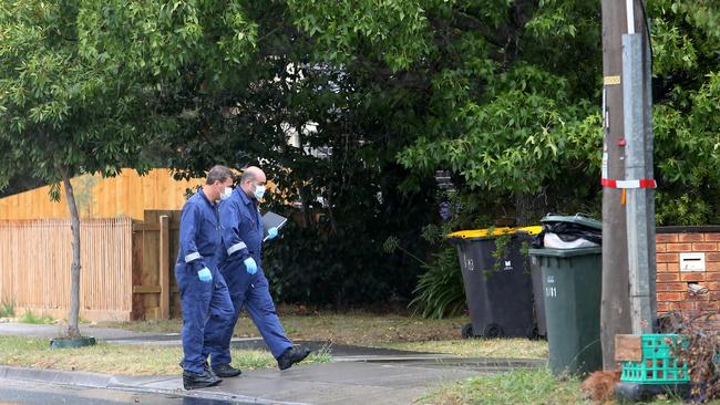 Police at the Oakleigh East scene. Picture: Yuri Kouzmin