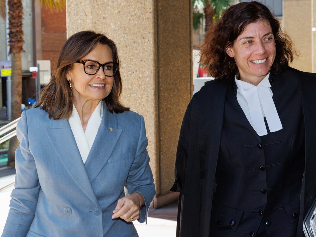 Lisa Wilkinson arrives the Federal Court with lawyer Sue Chrysanthou during the defamation hearing. Picture: NCA NewsWire / David Swift