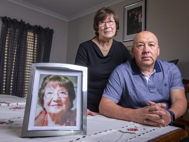 Sam Agnello and sister Dora Di Lorenzo, whose beloved mother Carmela, died of Covid in a nursing home. Picture: Wayne Taylor